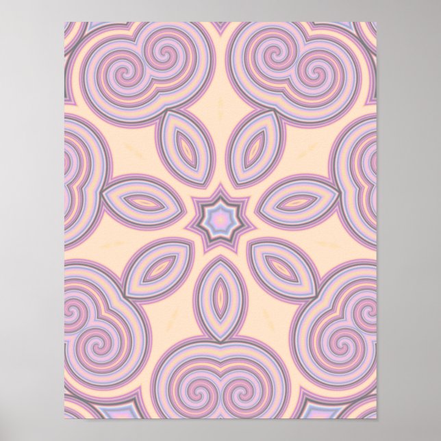 Affiche Motif Pastel Pink & Purple Kaleidoscope (Devant)