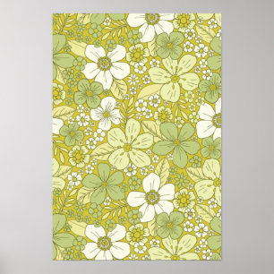 Affiche Motif Pastel vert et jaune