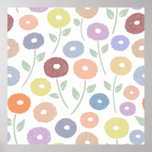 Affiche Motif Pastels Grandes Fleurs Floues