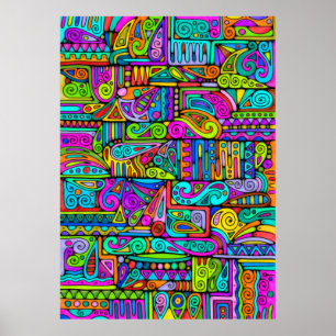 Affiche Motif Peint À La Main Et Numériquement Art 5