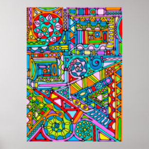 Affiche Motif Peint À La Main Et Numériquement Art 53