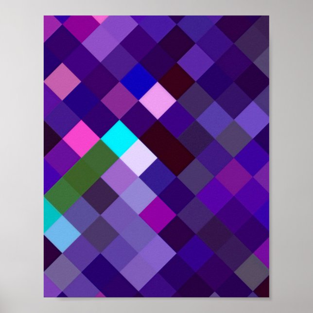 Affiche Motif Pixelé - Violet (Devant)