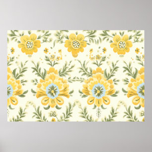 Affiche motif plante vintage de fleurs jaunes muettes