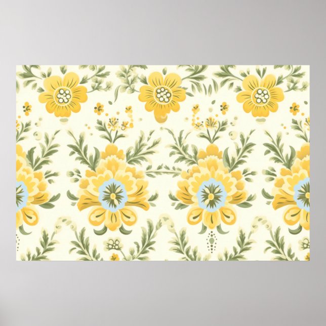 Affiche motif plante vintage de fleurs jaunes muettes (Devant)