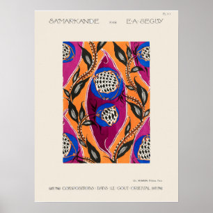 Affiche Motif pochoir à fleurs dans Art Nouveau