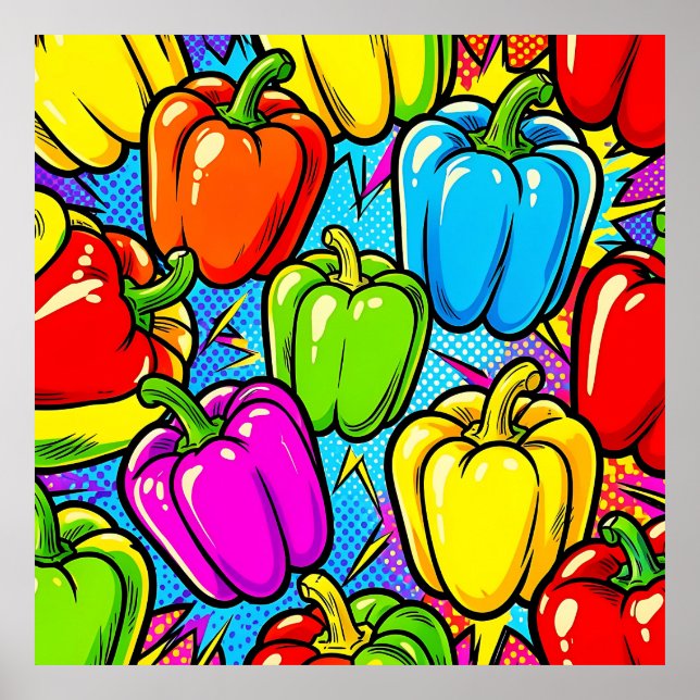 Affiche Motif Poivrons Pop Art (Devant)