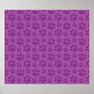 Affiche Motif pourpre lilas d'empreinte de patte de chien