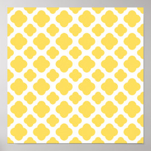 Affiche Motif Quatrefoil jaune citron et blanc