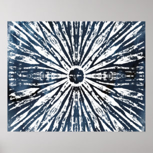 Affiche Motif radial à l'encre indigo