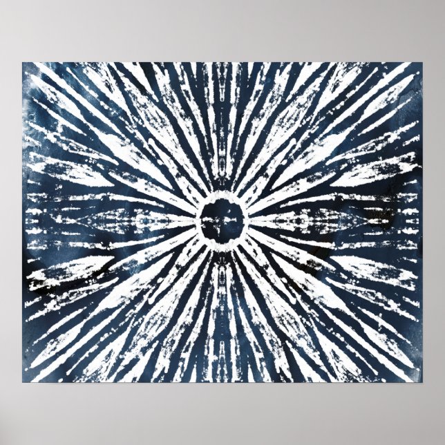 Affiche Motif radial à l'encre indigo (Devant)