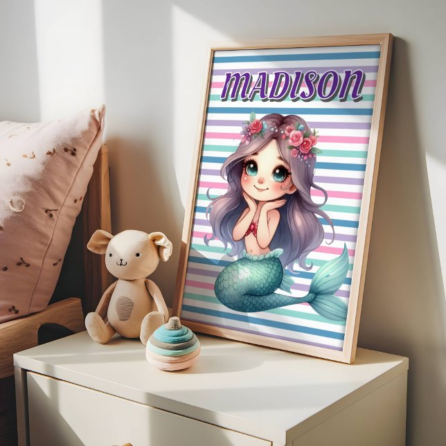 Affiche Motif rayé de sirène personnalisé (Créateur téléchargé)