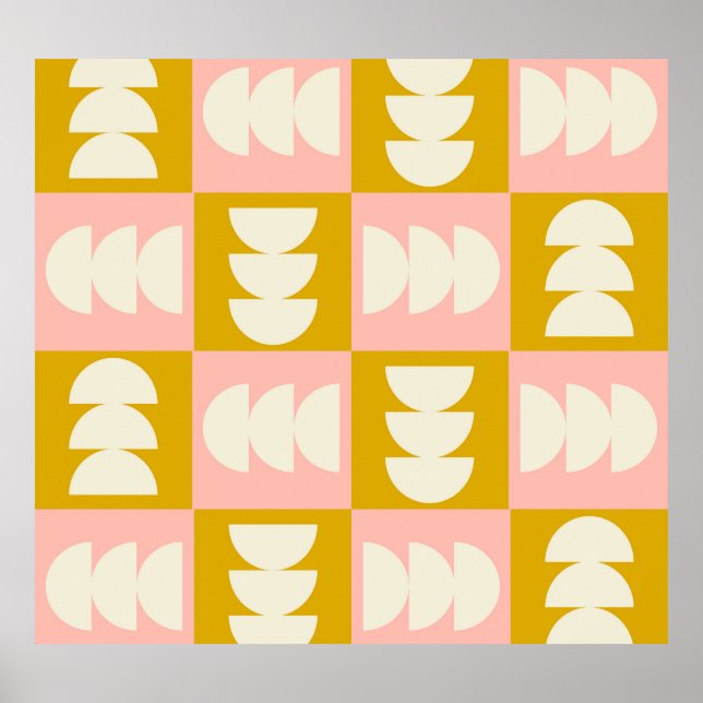 Affiche Motif rétro moderne et géométrique du milieu du si (Devant)