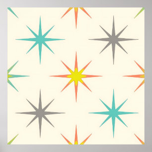 Affiche Motif Rétro Starburst Milieu de Siècle