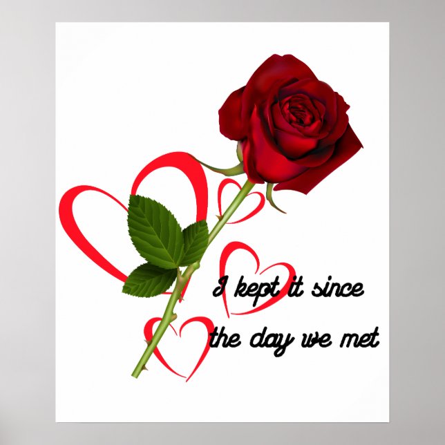 Affiche Motif rose avec une citation romantique (Devant)
