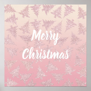 Affiche Motif rose élégant d'arbre de Noël de parties