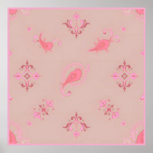 Affiche Motif rose Paisley
