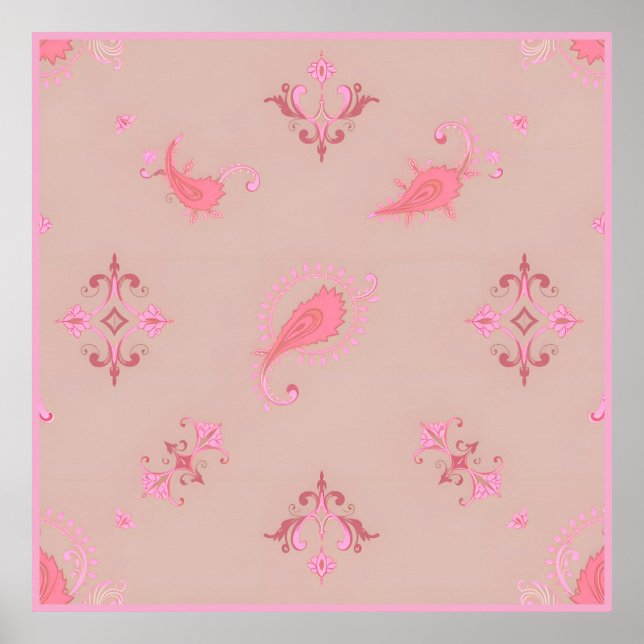 Affiche Motif rose Paisley (Devant)