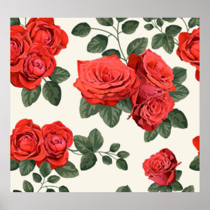 Affiche Motif rose vintage, design floral.