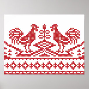 Affiche Motif russe de la croix des Roosters rouges