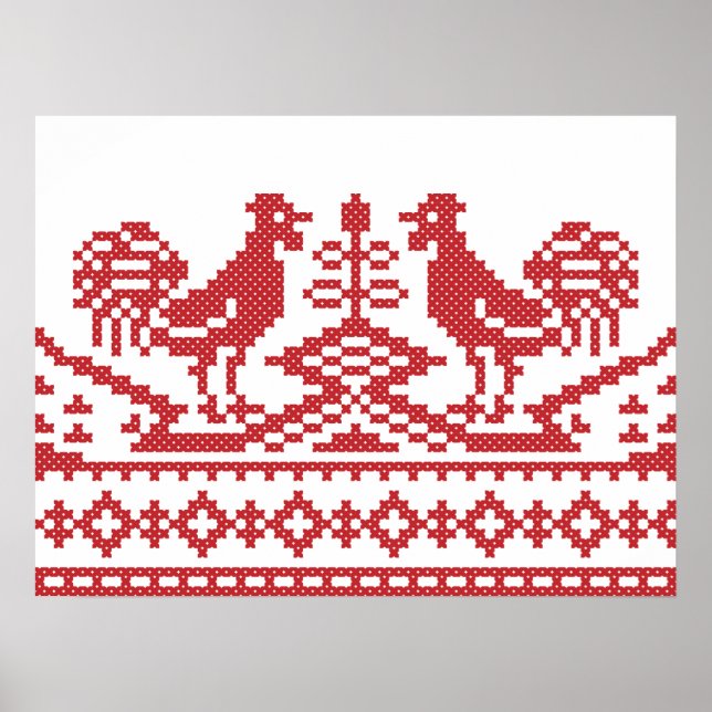 Affiche Motif russe de la croix des Roosters rouges (Devant)