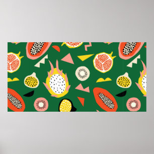 Affiche Motif sans couture aux fruits tropicaux