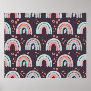 Affiche  motif sans couture avec arc-en-ciel et clip goutt
