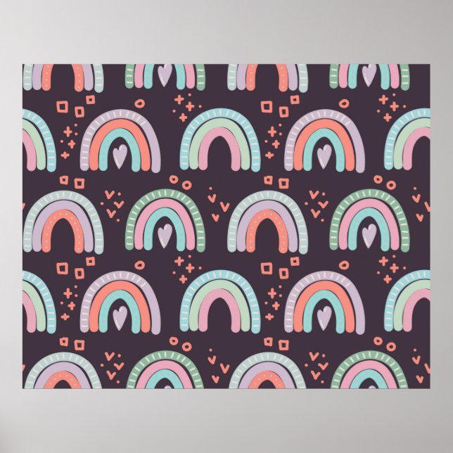 Affiche motif sans couture avec arc-en-ciel et clip goutte (Devant)