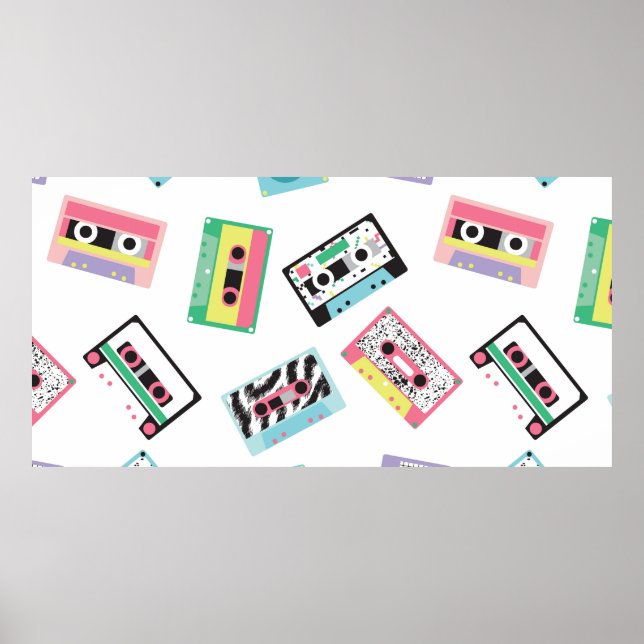 Affiche Motif sans couture avec bandes audio dans style ré (Devant)