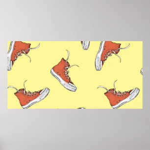 Affiche Motif sans couture avec baskets rouges vintages, m