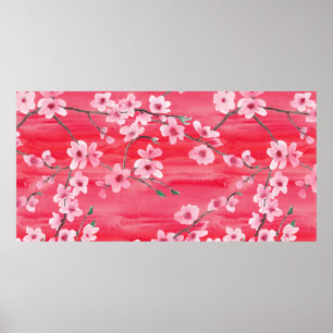 Affiche Motif sans couture avec Belle fleur de cerisier