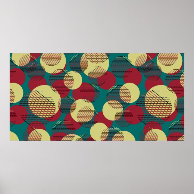 Affiche Motif sans couture avec cercles et lignes. (Devant)