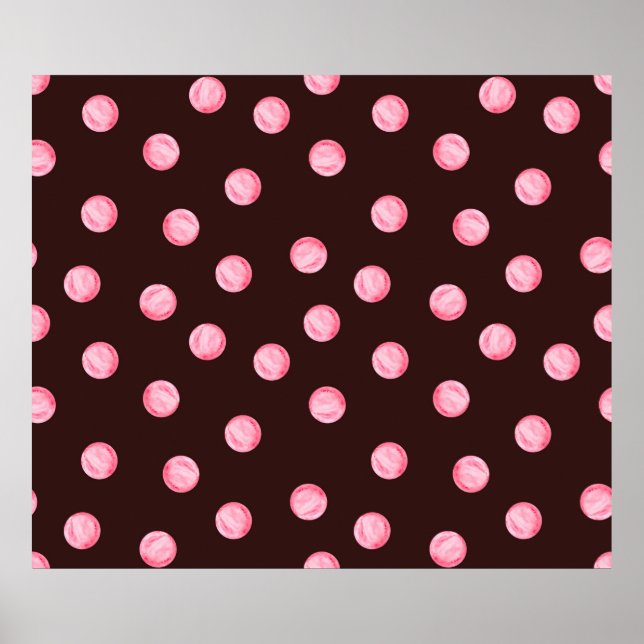 Affiche motif sans couture avec cercles roses aquarelle. L (Devant)