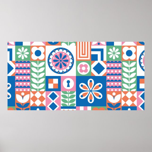 Affiche motif sans couture avec citrouilles, dessinés à la (Devant)