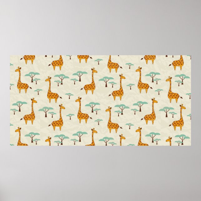 Affiche Motif sans couture avec de jolies girafes et des a (Devant)