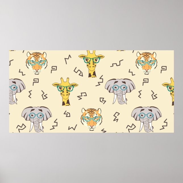 Affiche Motif sans couture avec de mignons animaux africai (Devant)