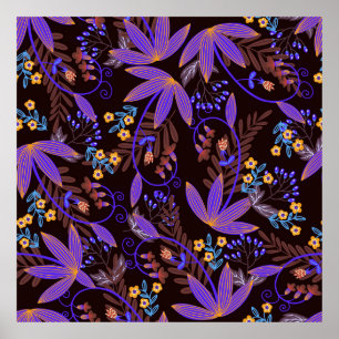 Affiche Motif sans couture avec de minuscules fleurs vives