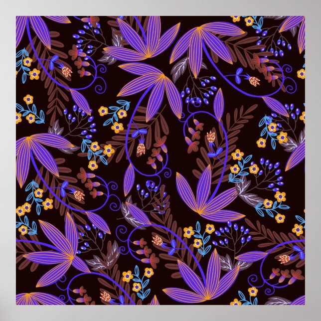 Affiche Motif sans couture avec de minuscules fleurs vives (Devant)