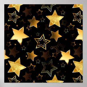 Affiche Motif sans couture avec des étoiles dorées
