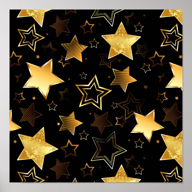 Affiche Motif sans couture avec des étoiles dorées (Devant)