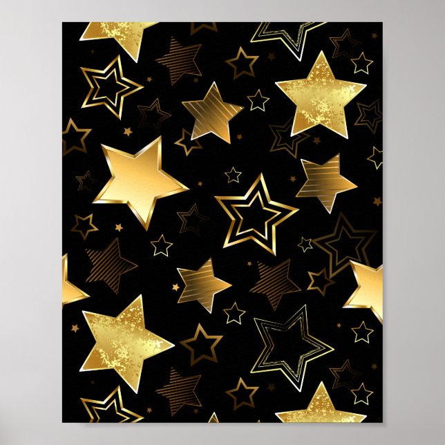 Affiche Motif sans couture avec des étoiles dorées (Devant)