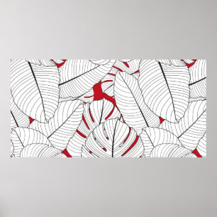 Affiche Motif sans couture avec des feuilles tropicales en
