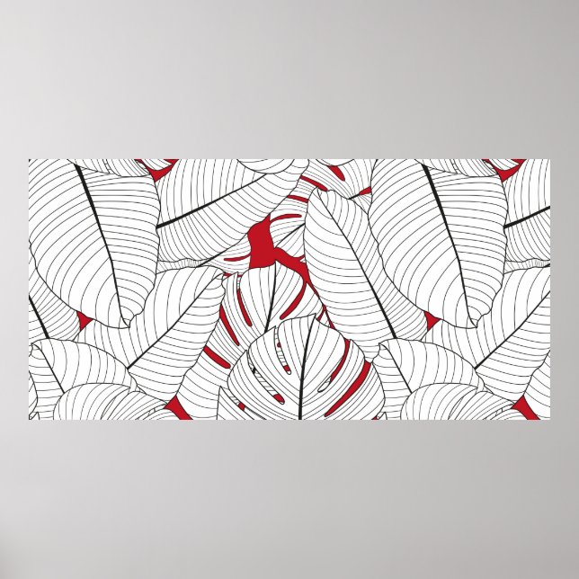 Affiche Motif sans couture avec des feuilles tropicales en (Devant)