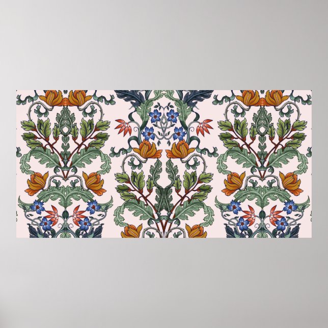 Affiche Motif sans couture avec des fleurs dans le style a (Devant)