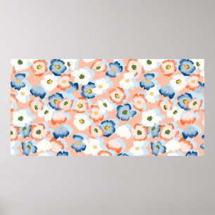 Affiche Motif sans couture avec des fleurs dans un style a
