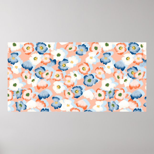 Affiche Motif sans couture avec des fleurs dans un style a (Devant)