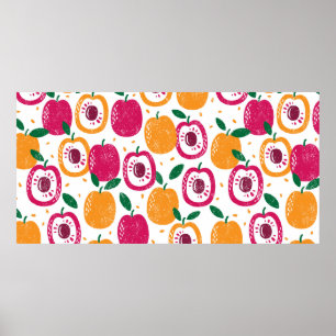 Affiche Motif sans couture avec des fruits. Timbre texturé