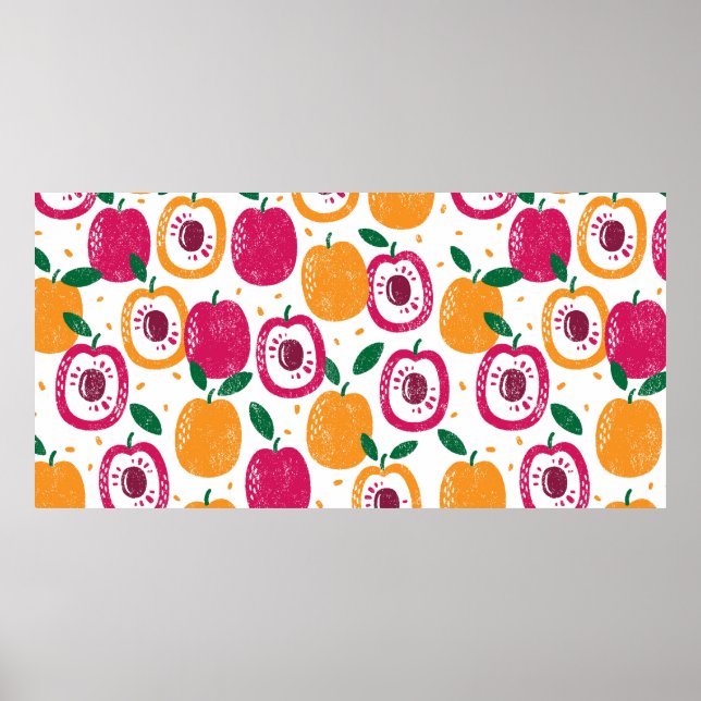 Affiche Motif sans couture avec des fruits. Timbre texturé (Devant)