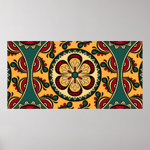 Affiche Motif sans couture avec des ornements circulaires 