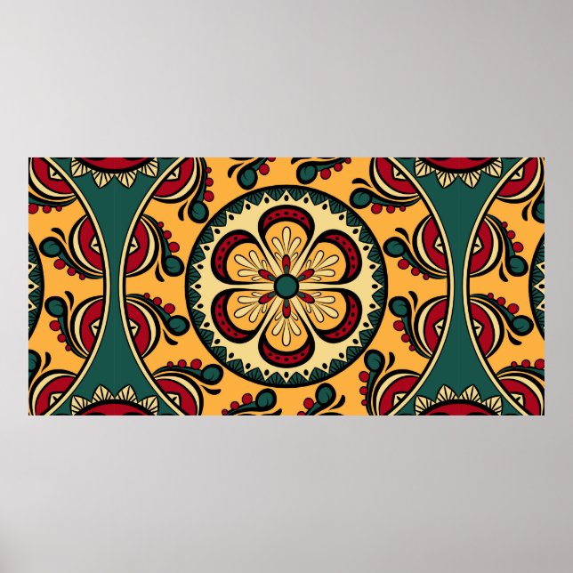Affiche Motif sans couture avec des ornements circulaires  (Devant)