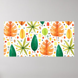 Affiche Motif sans couture avec des plantes tropicales déc